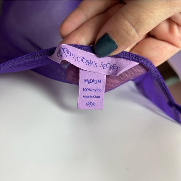 Y2K Victoria’s Secret Purple Sheer Embroidered Slip Dress Medium - Picture 6 of 6